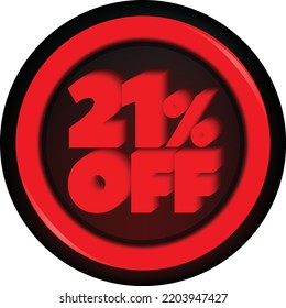 TAG 21 PERCENT DISCOUNT BUTTON BLACK FRIDAY PROMOTION FOR BIG SALES