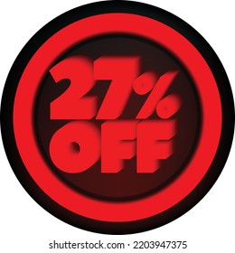 TAG 27 PERCENT DISCOUNT BUTTON BLACK FRIDAY PROMOTION FOR BIG SALES