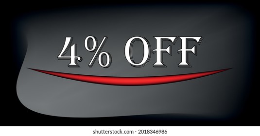 4% de descuento. Fondo negro y gris en texto blanco