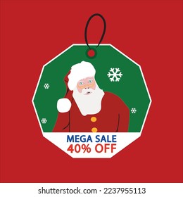 tag 40% de desconto na promoção de natal red santa claus