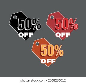 Tag 50% off discount black and color