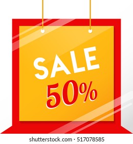 Tag 50 % off the original price, drawing by hand vector and digital illustration created without reference image.