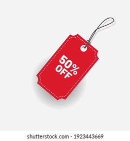 Tag 50 Off Red discount label Vector