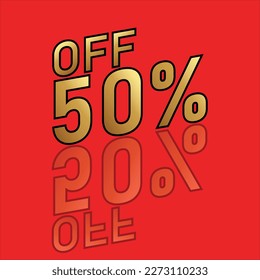 Tag 50% off. Special discount, super discount.