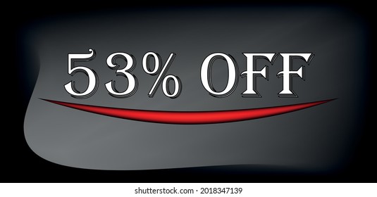 53% de descuento. Fondo negro y gris en texto blanco