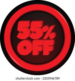 TAG 55 PERCENT DISCOUNT BUTTON BLACK FRIDAY PROMOTION FOR BIG SALES