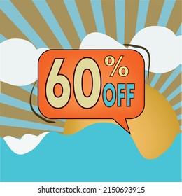 tag 60 percent off. Discont for big sales. summer tag. summer background