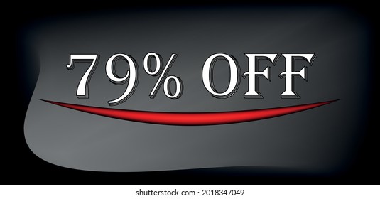 tag 79% off. Background black and grey in white text