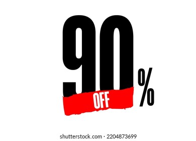 Tag 90% off. Mega sale, Special discount,white background, black and red.