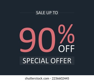 Tag 90% off. Special discount, super discount.