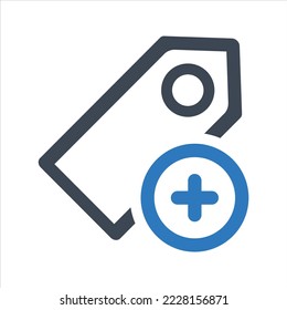 Tag add icon. Vector and glyph