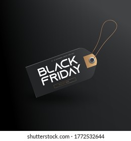Tag Banner Black Friday  in dark background  use for promote shopping day sale poster