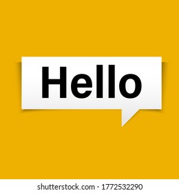 Tag banner  and text typography written "hello"  can be use for speech and quote 