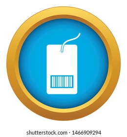 Tag with bar code icon blue vector isolated on white background for any design