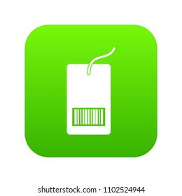 Tag with bar code icon digital green for any design isolated on white vector illustration