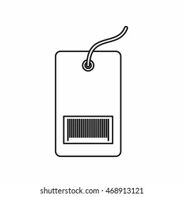 Tag with bar code icon in outline style isolated on white background. Label symbol