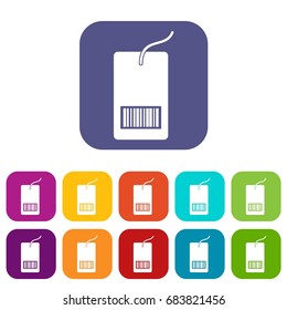 Tag with bar code icons set