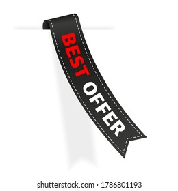 Tag BEST OFFER. Ribbon sale label banner isolated. Vector illustration.