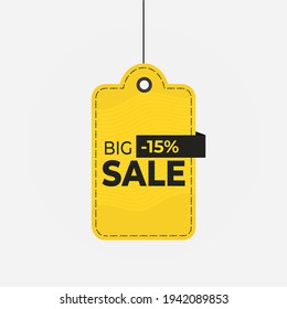 Tag big sale discount 15 off label vector