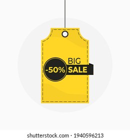 Tag big sale label discount 50 off vector