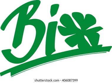 Tag "Bio" hand written with an shamrock instead of an "O"