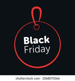 Tag Black Friday Red and White, Sale Vector Template