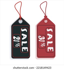 Tag black and red Discount Off Label Vector