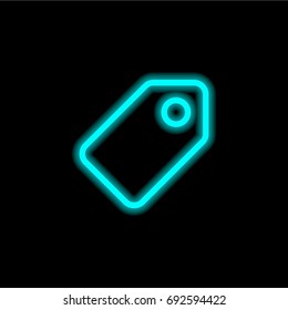 Tag blue glowing neon ui ux icon. Glowing sign logo vector
