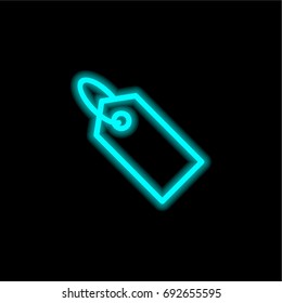 Tag blue glowing neon ui ux icon. Glowing sign logo vector