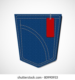 tag with blue jeans pocket