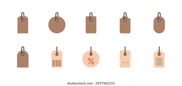 tag and bookmark icons. flat color style icon set