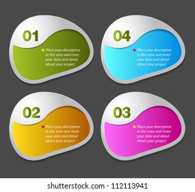 Tag card modern 4 color, can use for business concept, education diagram, brochure object.