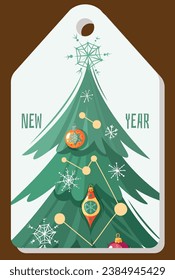 tag with Christmas tree for New Year and Christmas discounts