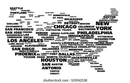 Tag cloud - cities of USA