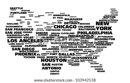 Tag cloud – cities of USA