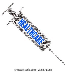 tag cloud containing words related to healthy lifestyle 