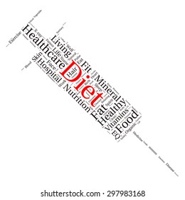 tag cloud containing words related to healthy lifestyle 