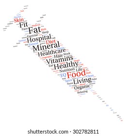 tag cloud containing words related to healthy lifestyle 