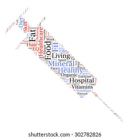 tag cloud containing words related to healthy lifestyle 