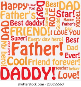 A Tag cloud with different words referring to fathers day