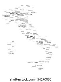 Tag cloud - Italy's larger cities