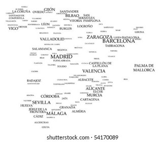 Tag cloud - Spain's larger cities
