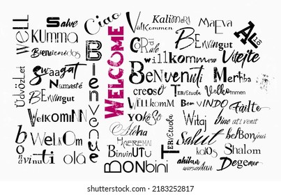 tag cloud welcome in various different global languages, vector illustration