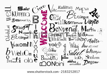 tag cloud welcome in various different global languages, vector illustration
