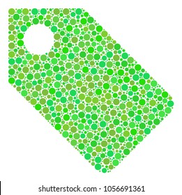 Tag collage of circle elements in variable sizes and fresh green color tones. Vector circle elements are united into tag composition. Fresh vector illustration.