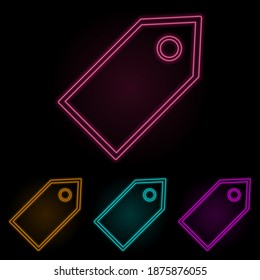conjunto de neón color de etiqueta. Línea delgada simple, vector de contorno de iconos web para ui y ux, sitio web o aplicación móvil