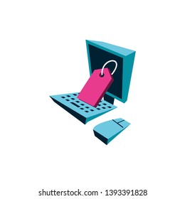 tag commercial with desktop computer