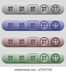 Tag component icons on rounded horizontal menu bars in different colors and button styles