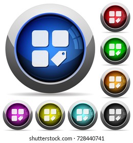 Tag component icons in round glossy buttons with steel frames