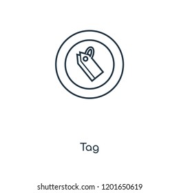 Tag concept line icon. Linear Tag concept outline symbol design. This simple element illustration can be used for web and mobile UI/UX.